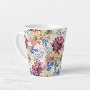 Tasse Latte Joli chrysanthème rose Vintage