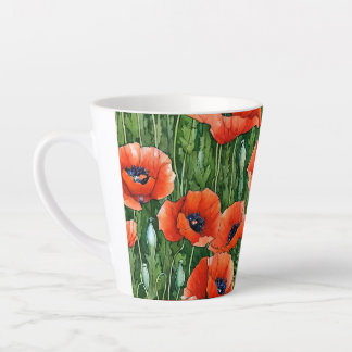 Tasse Latte Joli coquelicot aquarelle design