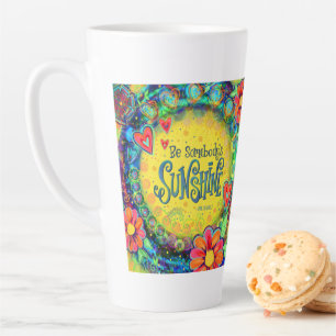 Tasse Latte Joli floral soleil brillant jaune Inspirivité