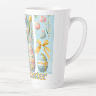 Tasse Latte Joli Hoppy de Pâques à l'aquarelle, quatre traits 