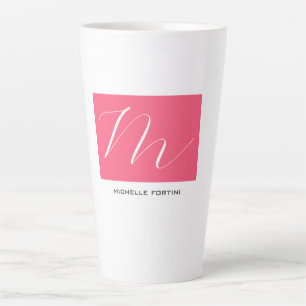 Tasse Latte Joli Monogramme rose blanc moderne