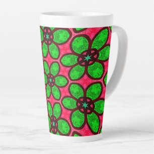 Tasse Latte Joli Motif de fleurs Abstraites