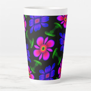 Tasse Latte Joli Motif de fleurs roses