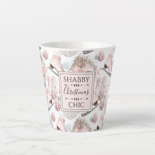 Tasse Latte Joli Motif de Noël rose Chic Shabby