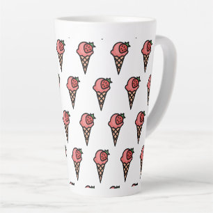 Tasse Latte Joli motif esthétique de glace à la fraise rose