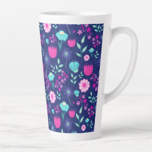Tasse Latte Joli motif floral de fond
