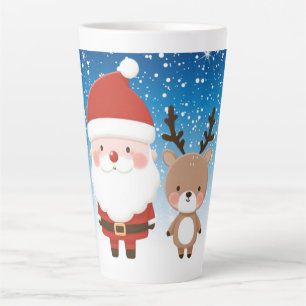 Tasse Latte Joli Noël Père Noël & Reindeer