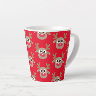 Tasse Latte Joli Noël Reindeer Cartoon Motif Rouge