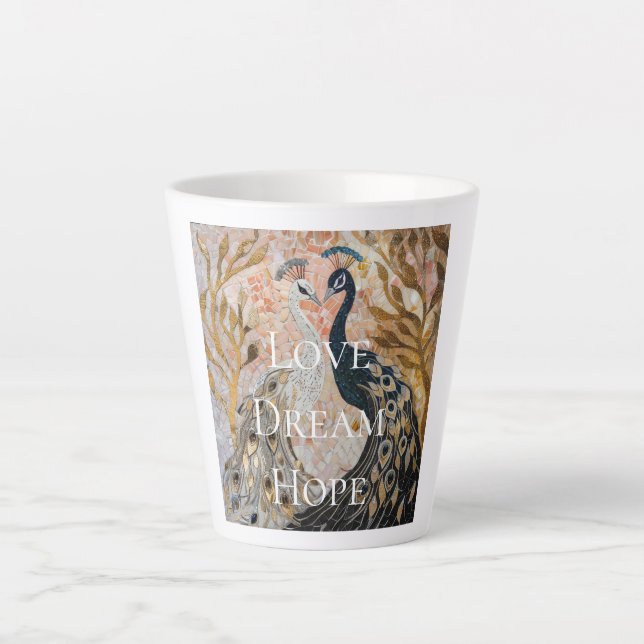 Tasse Latte Joli Peacock Pink Gold Noël (Devant)