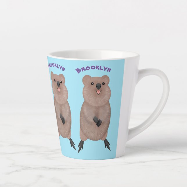 Tasse Latte Joli sourire mignon dessin animé quokka (Droite)