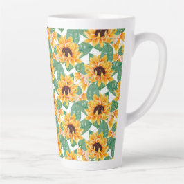 Tasse Latte Joli tournesol Jaune et Motif vert