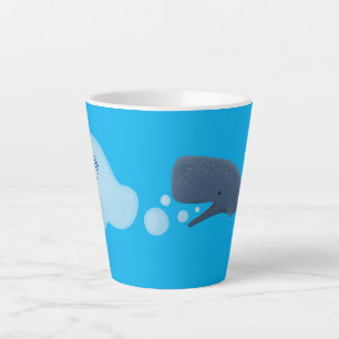 Tasse Latte Jolie baleine à sperme soufflant bulles dessin