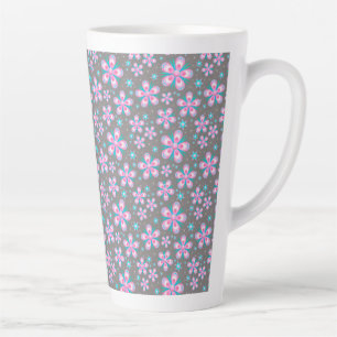 Tasse Latte Jolie rose et gris floral