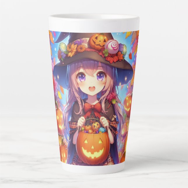 Tasse Latte Jolie Sorcière d'Halloween Anime (Devant)