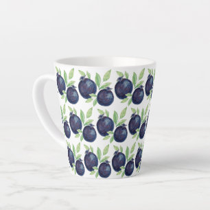 Tasse Latte Jolies Myrtilles Peinture à l'aquarelle Peintes à
