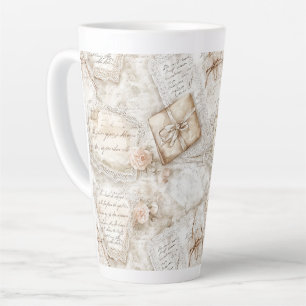 Tasse Latte Jolies Roses Romantiques Rouge Clair Lettres D'Amo
