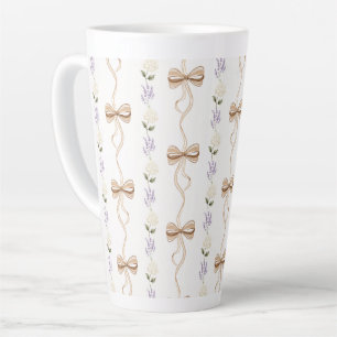 Tasse Latte Jolis rubans de fleurs blanches lavande