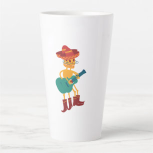 Tasse Latte Joueur de guitare squelette festif