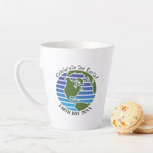 Tasse Latte Jour des terres Blue Green Globe Carte Planète