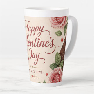 Tasse Latte Joyeuse Saint Valentin Roses Roses Chocolats