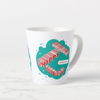 Tasse Latte Joyeuses fêtes, vertes et rouges