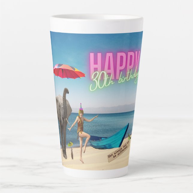 Tasse Latte Joyeux 30ème anniversaire amusant et funky (Devant)