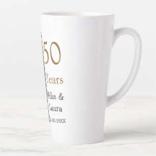 Tasse Latte Joyeux 50e anniversaire nom couple date mariage