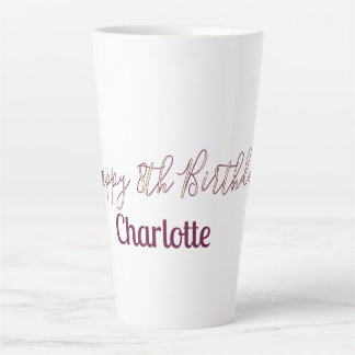 Tasse Latte joyeux 8e anniversaire jaune maron nom date rétro