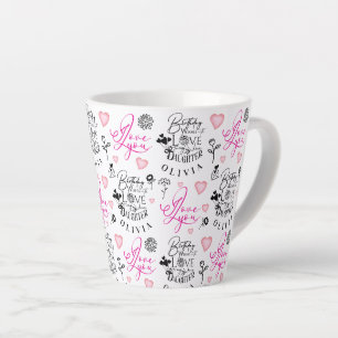 Tasse Latte Joyeux Anniversaire Fille Nom Personnalisé