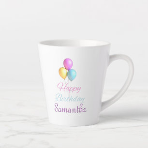 Tasse Latte Joyeux Anniversaire Font Lumineuse avec Balloons U