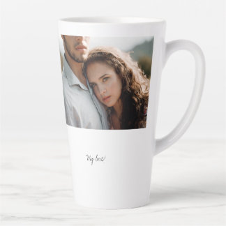 Tasse Latte Joyeux Anniversaire Mon amour Photo Personnalisée