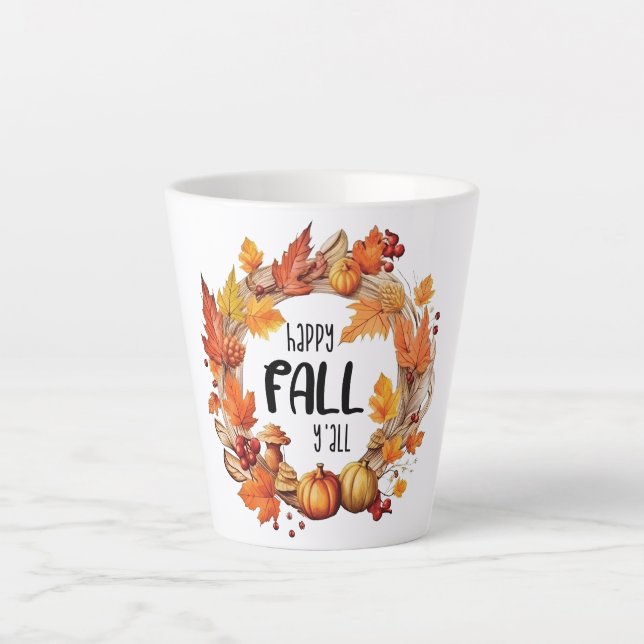 Tasse Latte Joyeux automne Y'all (Devant)