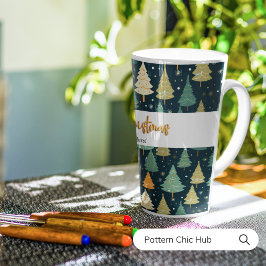 Tasse Latte Joyeux cadeau Noël Elegant Pine Tree pour lui