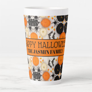 Tasse Latte Joyeux Halloween Citrouille Orange