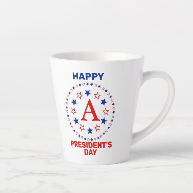 Tasse Latte Joyeux jour du Président sur mesure monogramme caf (Droite)