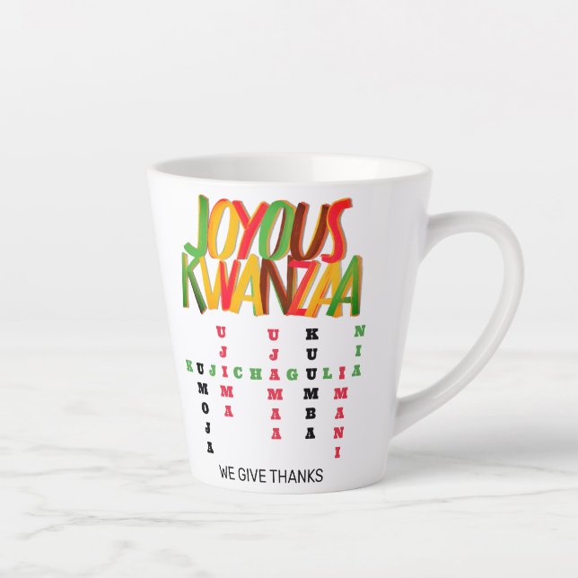 Tasse Latte Joyeux KWANZAA Principes mot-clé (Droite)
