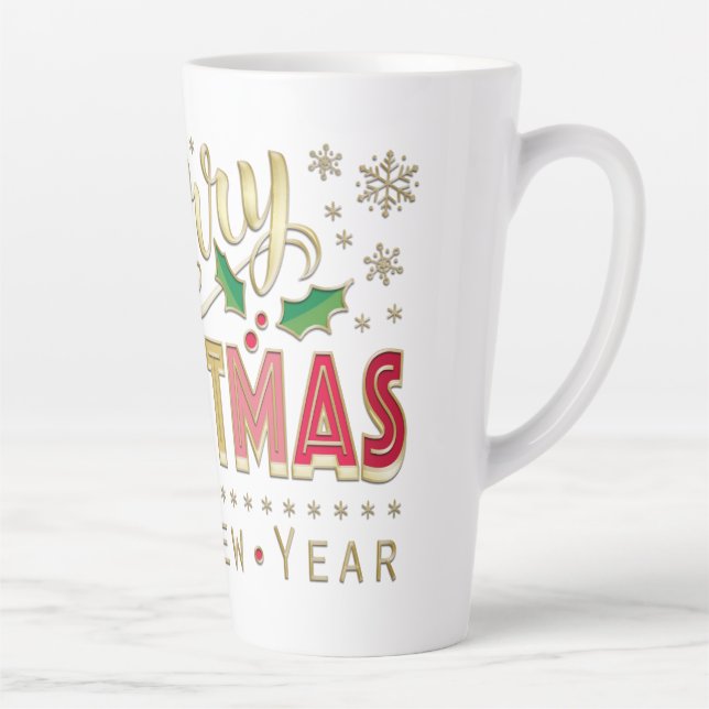 Tasse Latte Joyeux Noël à main or (Droite)