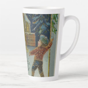 Tasse Latte Joyeux Noël - Carte postale vintage de bataille de