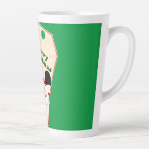 Tasse Latte Joyeux Noël de Père Noël étiquette cadeau
