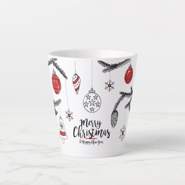 Tasse Latte Joyeux Noël et Bonne Année (Devant)