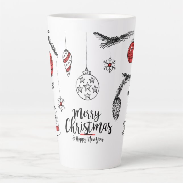 Tasse Latte Joyeux Noël et Bonne Année (Devant)