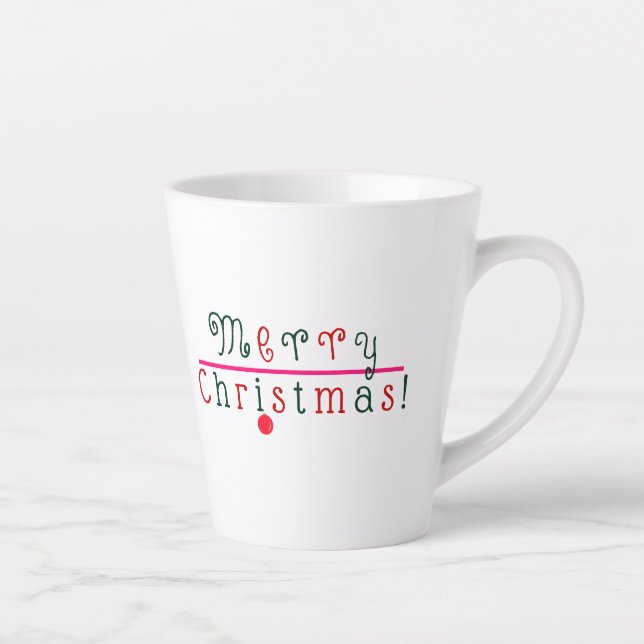 Tasse Latte Joyeux Noël et le pendage Ornament Amusant, coloré (Droite)