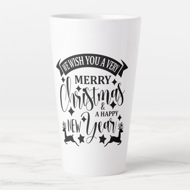 Tasse Latte Joyeux Noël et une bonne année (Devant)