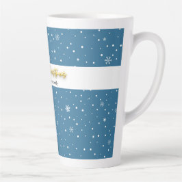 Tasse Latte Joyeux Noël Marine Flocon de neige Élégant moderne
