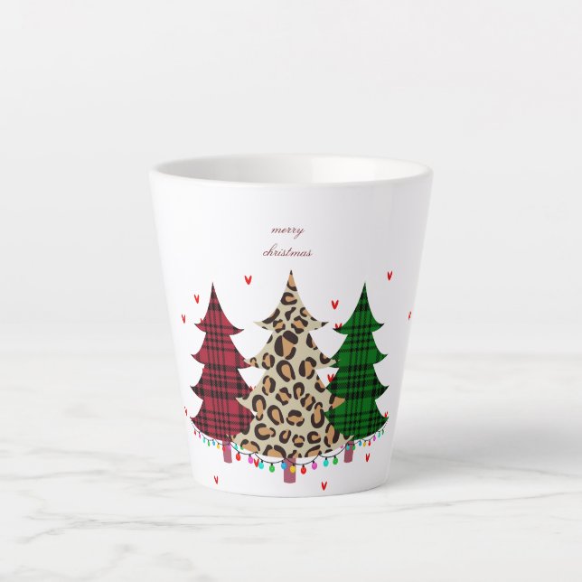 Tasse Latte Joyeux Noël moderne & élégant (Devant)