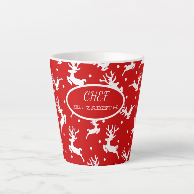 Tasse Latte Joyeux Noël Reindees Red Holiday (Devant)