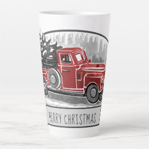 Tasse Latte Joyeux Noël rétro Vintage Red Truck