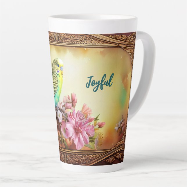 Tasse Latte Joyeux Parakeet (Angle droit)