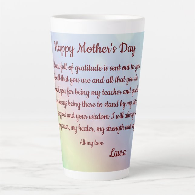 Tasse Latte Joyeux poème de la Fête des Mères personnalisé (Devant)