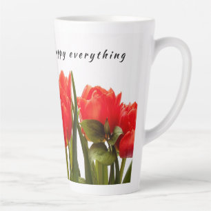 Tasse Latte Joyeux printemps Fleur de tulipe rouge